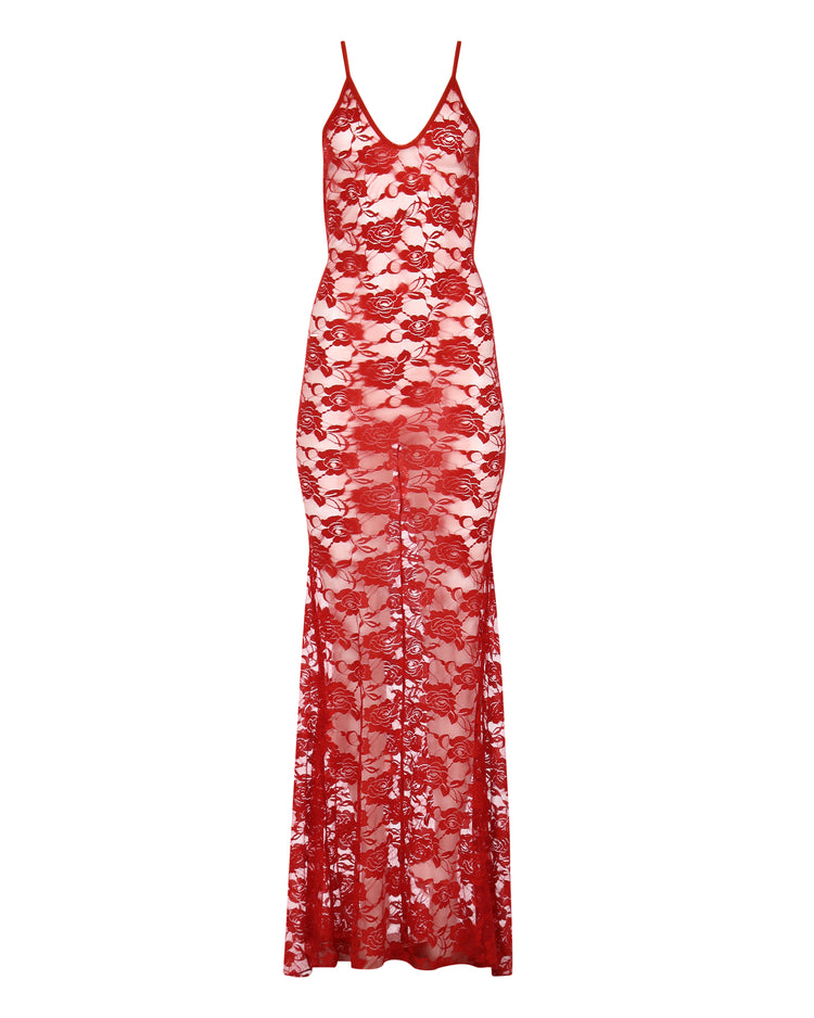 LACE SIREN SLIP DRESS // CHILI PEPPER