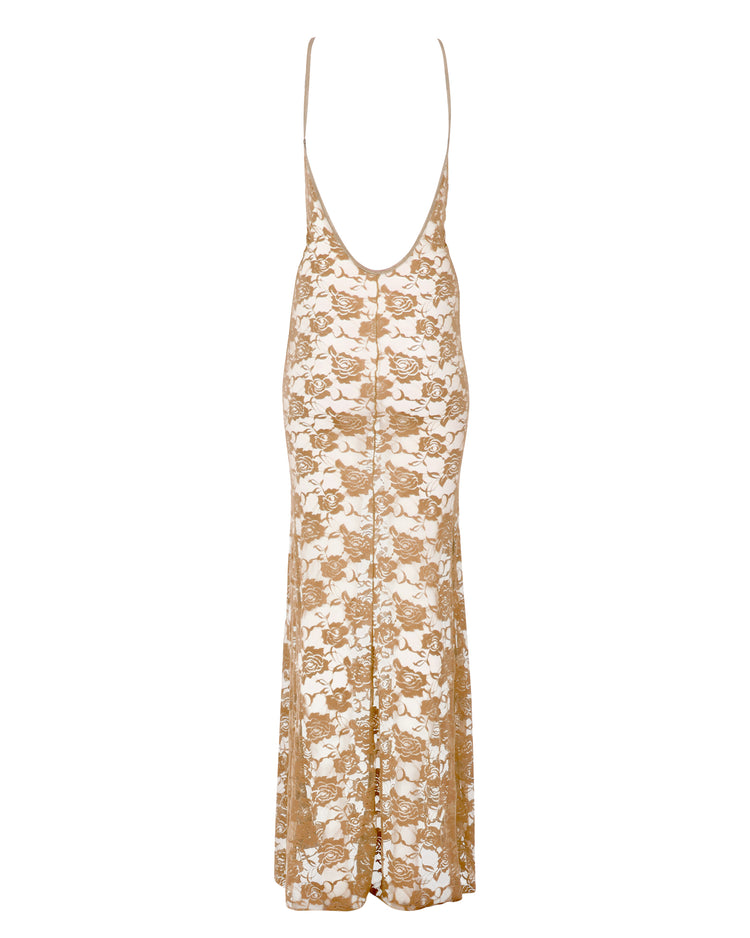 LACE SIREN SLIP DRESS // WARM TAUPE