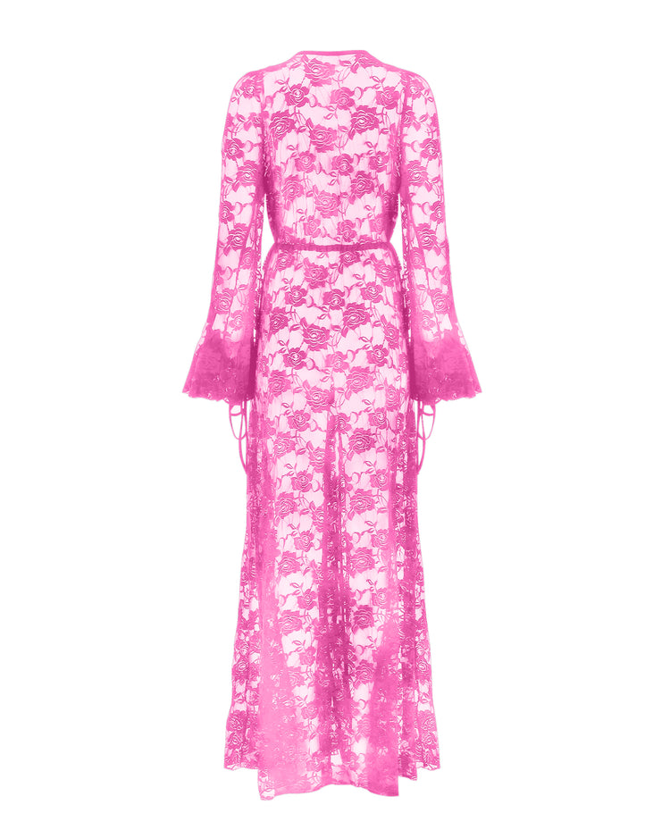 LACE GLAMOUR DRESSING GOWN // HOT PINK