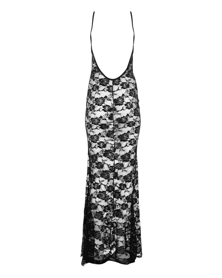 LACE SIREN SLIP DRESS // BLACK