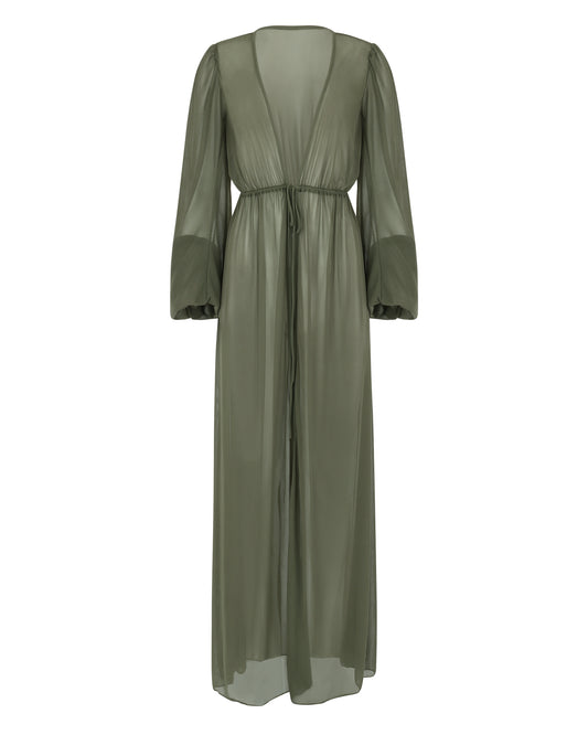 SHEER DELIGHT DRESSING GOWN // SEPIA GREEN