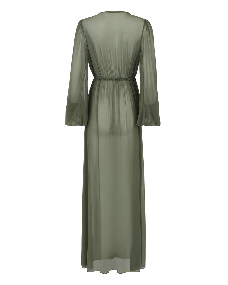 SHEER DELIGHT DRESSING GOWN // SEPIA GREEN