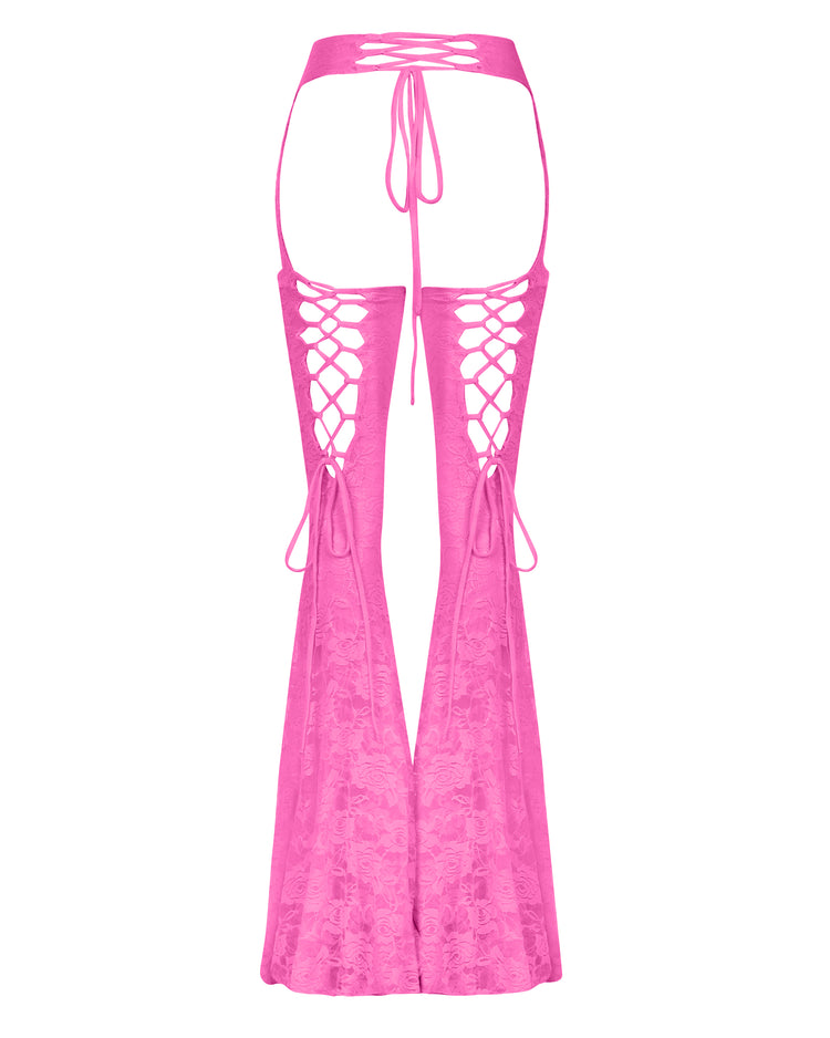 LOVER LACE CHAPS // HOT PINK