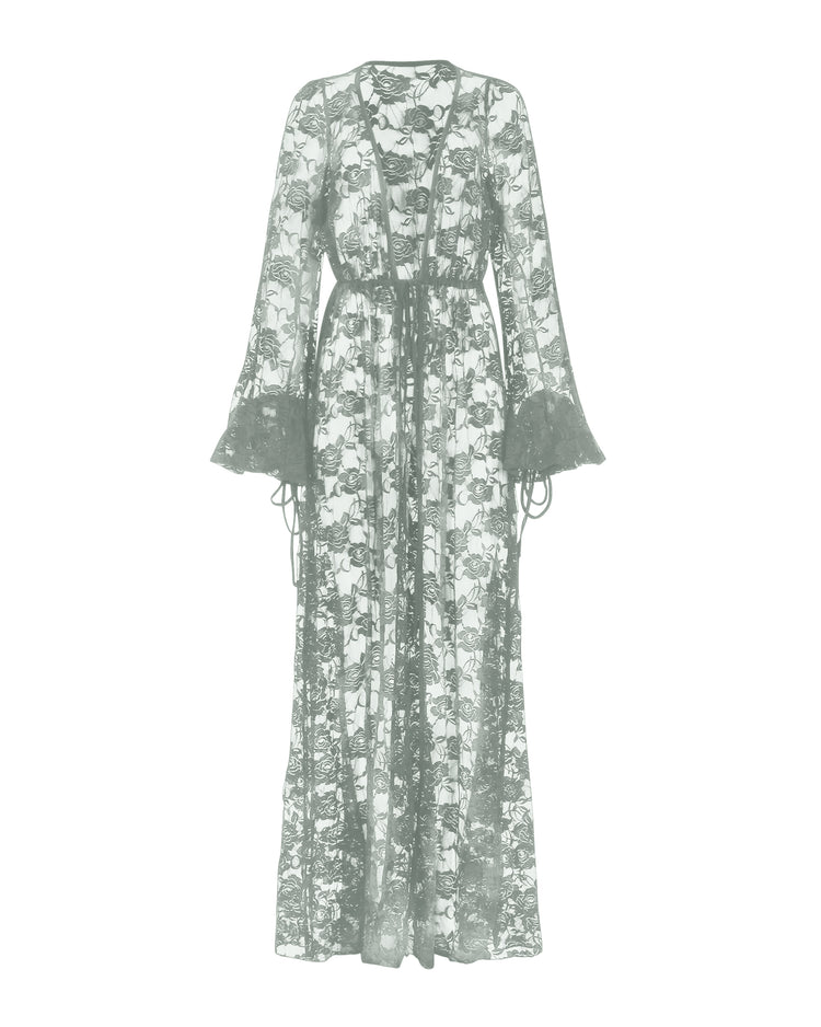 LACE GLAMOUR DRESSING GOWN // CLOUD GREY